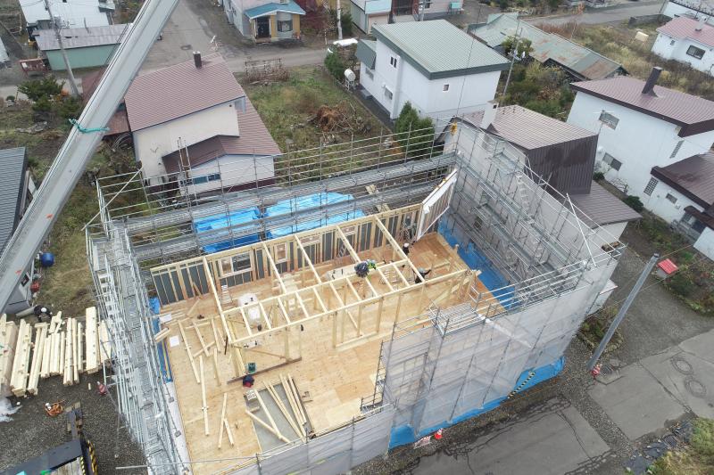 外壁施工（空撮）